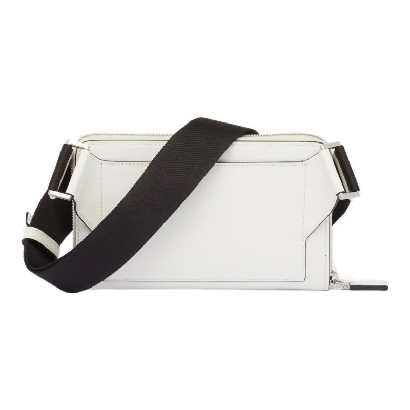 PRADA Re Edition Leather Crossbody Bag, Shoulder Bag Men's White-1