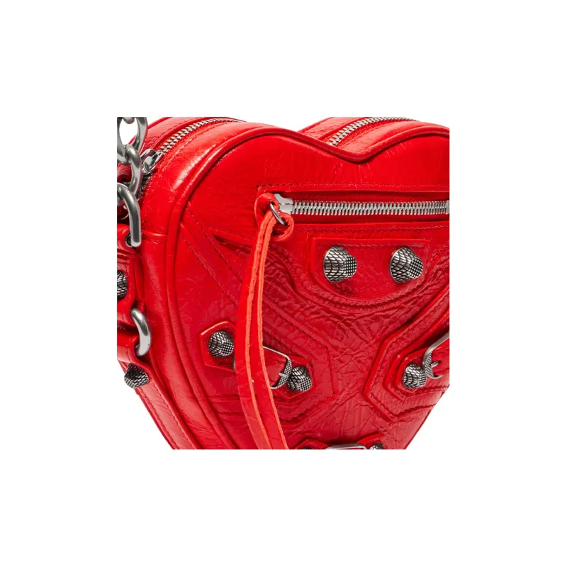 Balenciaga Le Cagole Sheepskin Biker Bag Crossbody Shoulder Bag Mini Women's Red-6