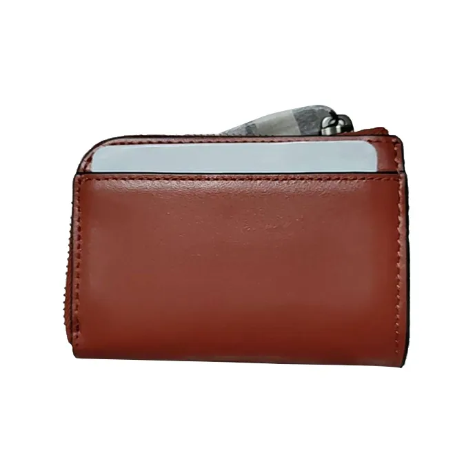 COACH Card Case Premium Calfskin Card Holder Wallet Unisex Orange-1