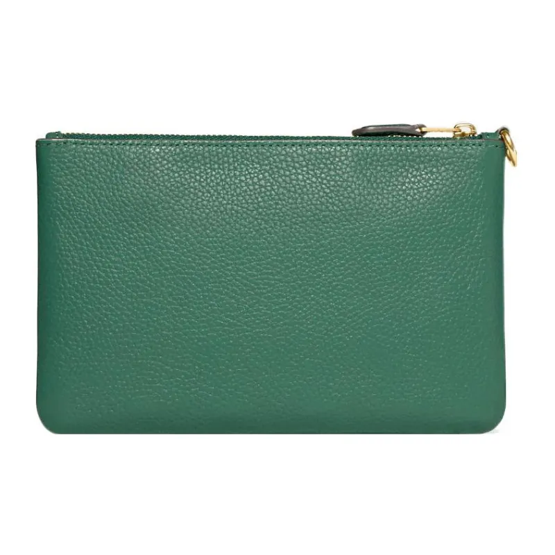 COACH Wristlet Pebbled Leather Wrist Bags Clutches Small Size Women's Green-1