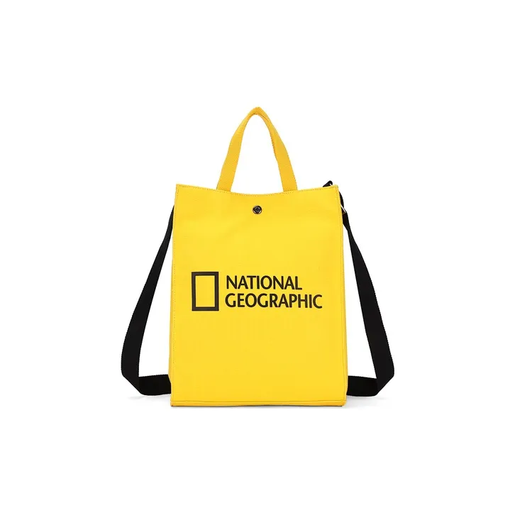 NATIONAL GEOGRAPHIC Canvas Tote Bag, Shopping Bag, Shoulder Bag Large Size Women's Yellow/Black/Beige-0