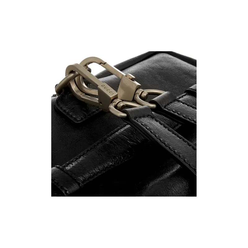 GUCCI Soft Leather Backpack One Shoulder Handbag Regular Unisex Black-5