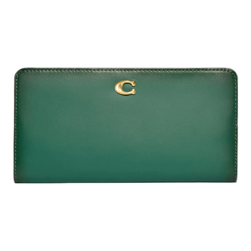 COACH Skinny Wallet Calfskin Wallet Medium Size Women's Dark Green-0