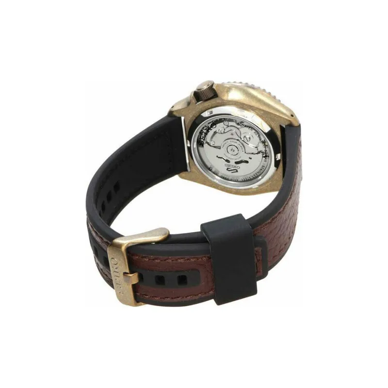 SEIKO Series 5 Mechanical Movement Artificial Leather Strap Watch Men's Watches Black Dial-1