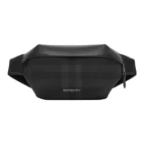 Burberry Plaid Patchwork Leather Fanny Pack Men's Black