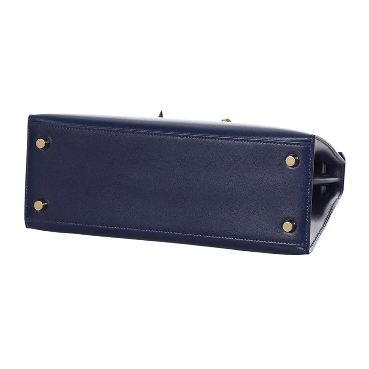 HERMES Kelly Box Calfskin Kelly Bag Handbag Shoulder Bag Women's Sapphire Blue-5