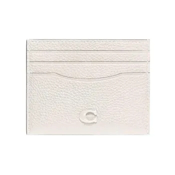 COACH Card Case Soft Polished Pebbled Leather Card Holder Mini Women's White