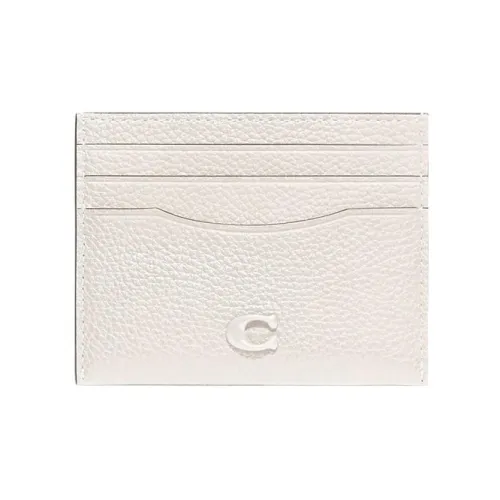 COACH Card Case Soft Polished Pebbled Leather Card Holder Mini Women's White