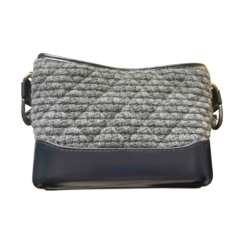 CHANEL Gabrielle Tweed Soft Tweed With Cow Leather Hobo Bag, Shoulder Bag, Crossbody Bag Trumpets Unisex Dark Blue-1