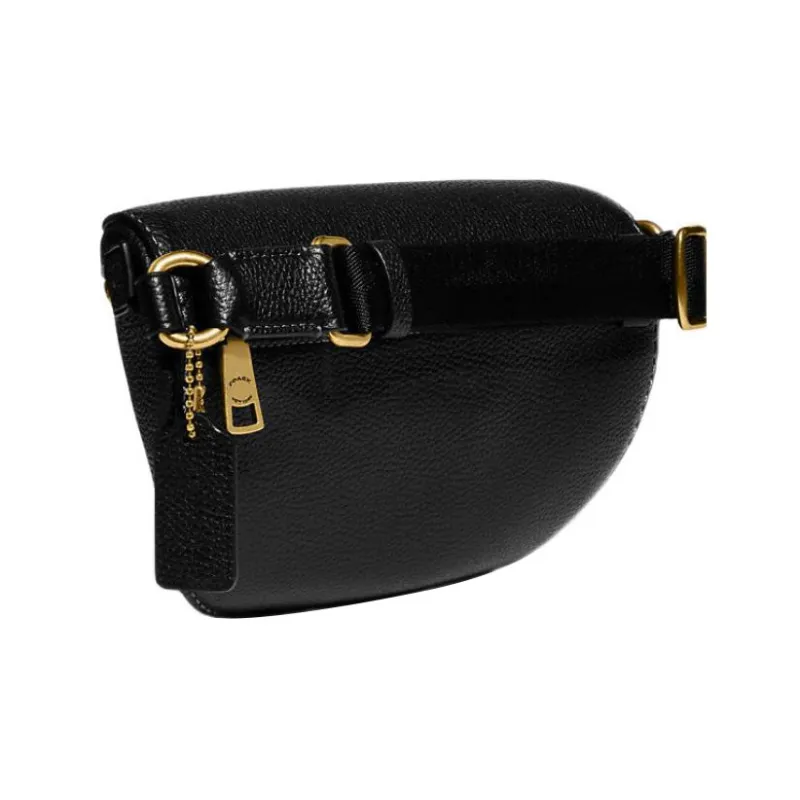 COACH Pebbled Leather One Shoulder Crossbody Fanny Pack Mini Women's Black-1