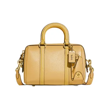 COACH Pebbled Leather Shoulder Bag Crossbody Bag Handbag Small Size Women's Yellow