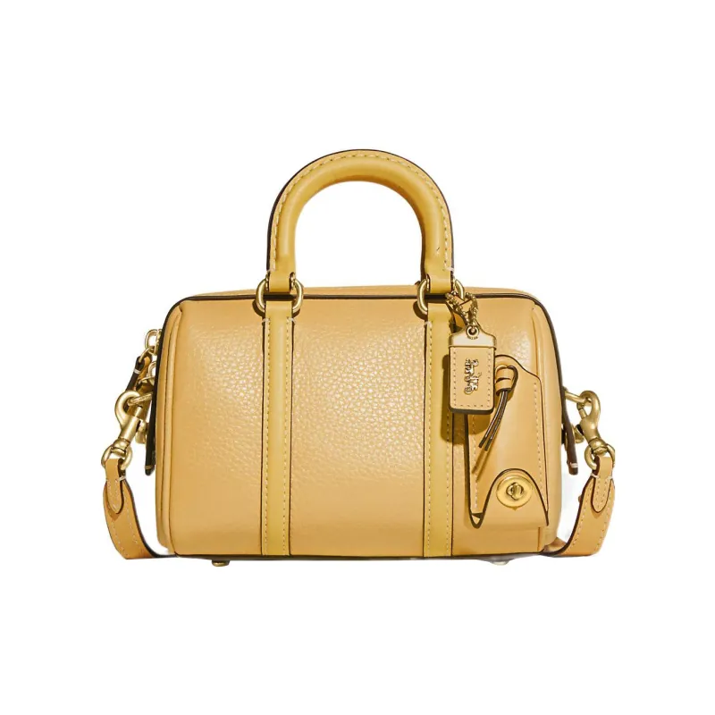 COACH Pebbled Leather Shoulder Bag Crossbody Bag Handbag Small Size Women's Yellow-0