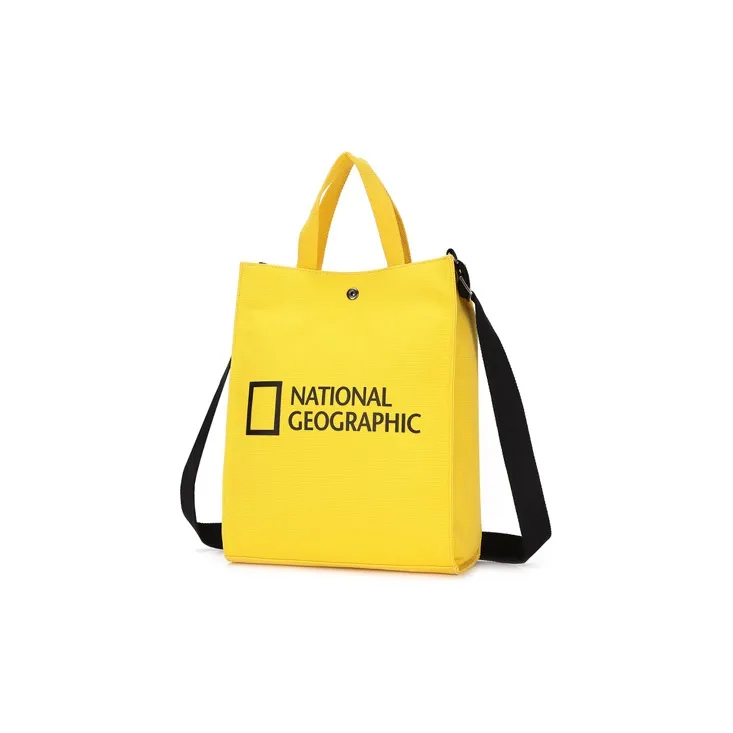 NATIONAL GEOGRAPHIC Canvas Tote Bag, Shopping Bag, Shoulder Bag Large Size Women's Yellow/Black/Beige-1