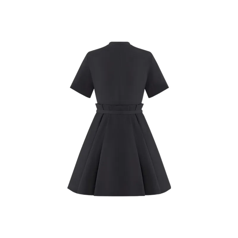 DIOR Short Sleeved Dress Women's Black-1