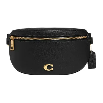 COACH Belt Pebbled Leather One Shoulder Crossbody Fanny Pack Mini Women's Black
