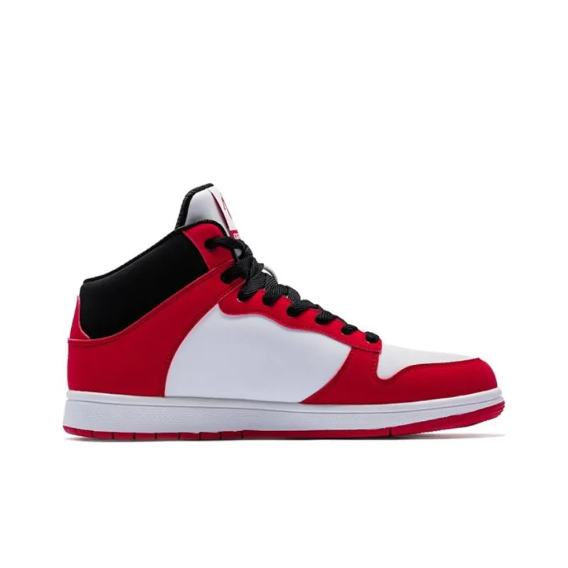 QIAODAN High Top Skateboard Shoes Men White Red-1