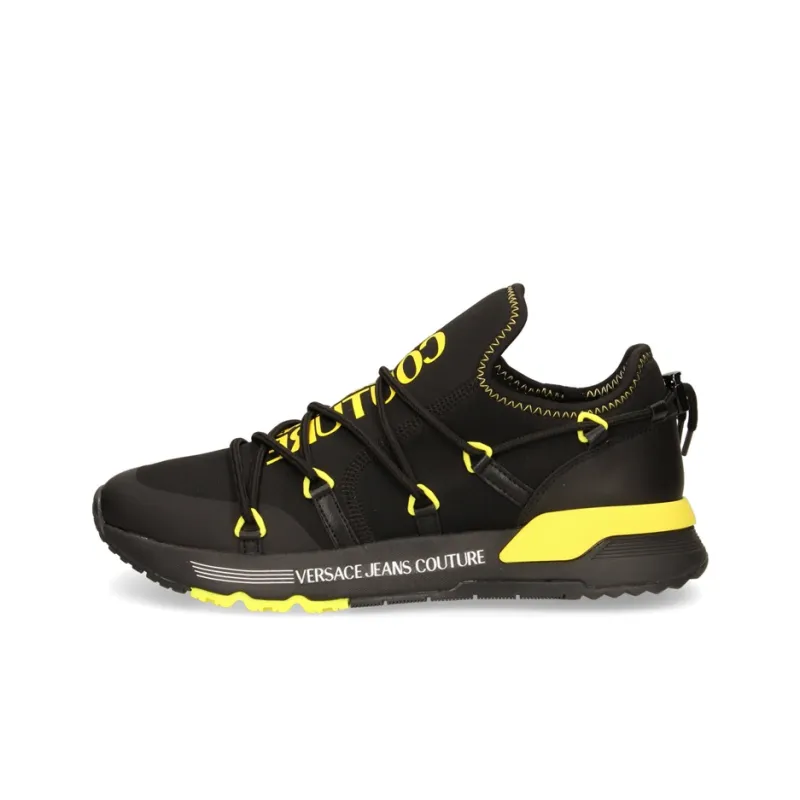 VERSACE JEANS Low Top Sports Casual Shoes Men's Black Yellow-0