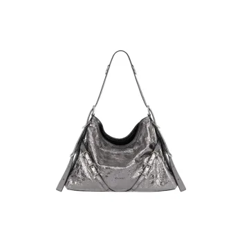 GIVENCHY Sheepskin Handbag Shoulder Bag Medium Size Women's Silver
