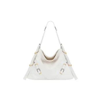 GIVENCHY Voyou Cow Leather Handbag Shoulder Bag Medium Size Women's Ivory White