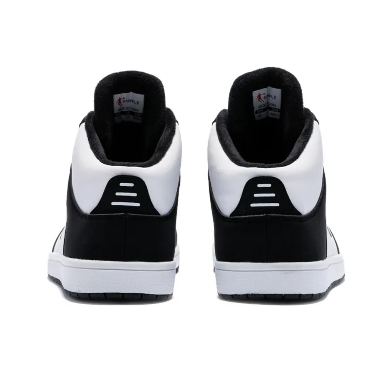 QIAODAN Cushioning Coverage Height Increasing Lightweight High Top Skateboard Shoes Men's White Black-3