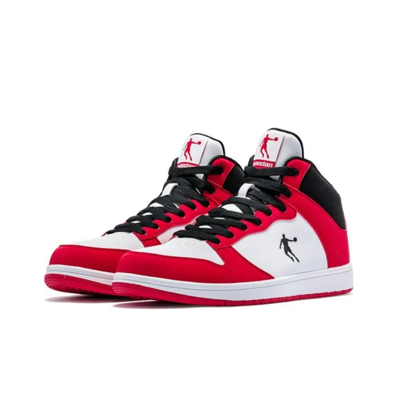 QIAODAN High Top Skateboard Shoes Men White Red-3