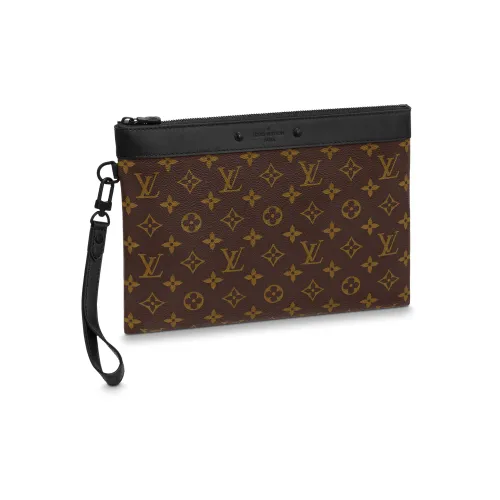 LOUIS VUITTON Pochette To Go Coated Canvas Clutch Regular Men's Brown