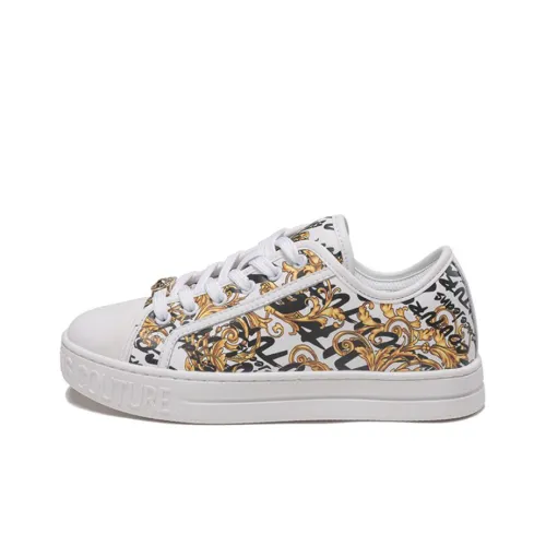 VERSACE JEANS Skateboard Shoes Women's Low-Top White/Gold