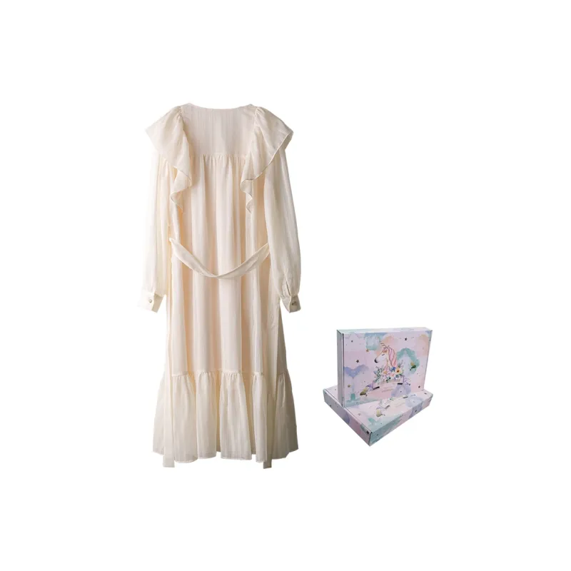 ANNECHEN Flared Dress Dress Summer Women's Includes Gift Box Sets White-4