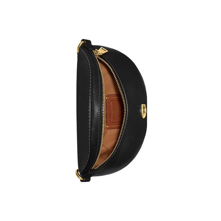 COACH Pebbled Leather One Shoulder Crossbody Fanny Pack Mini Women's Black-4