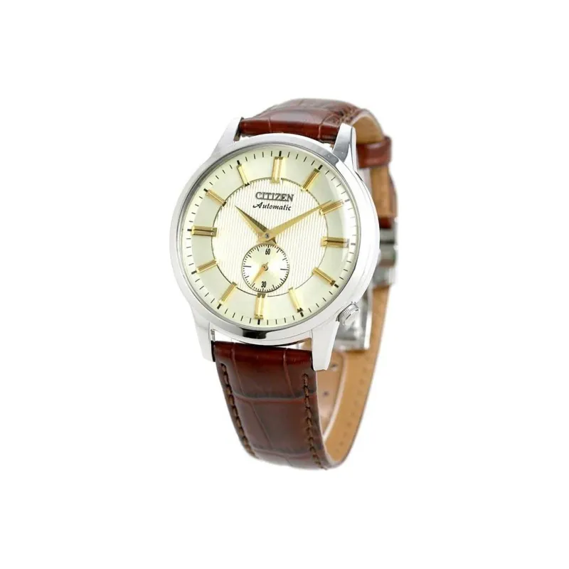 CITIZEN Automatic Mechanical Movement Cow Leather Strap Watch 41mm Men's Watches White Dial NK5000 12P-1