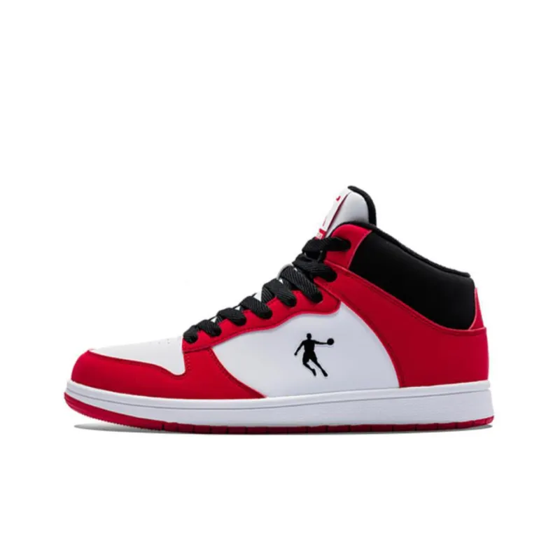 QIAODAN High Top Skateboard Shoes Men White Red-0