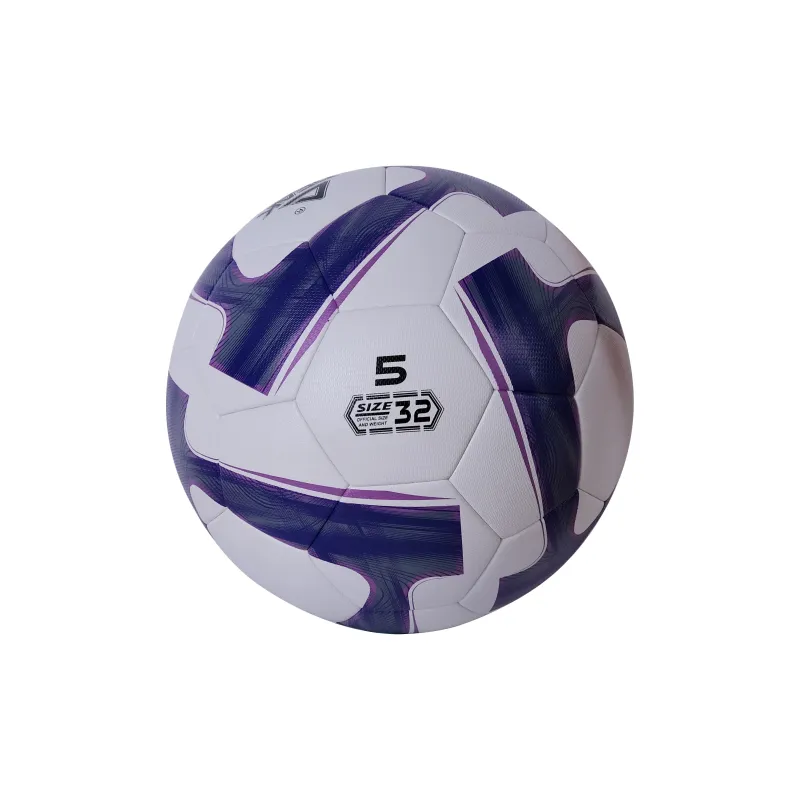 PEAK Size 5 Soccer PU Machine Stitched Soccer Ball Unisex White Purple-2