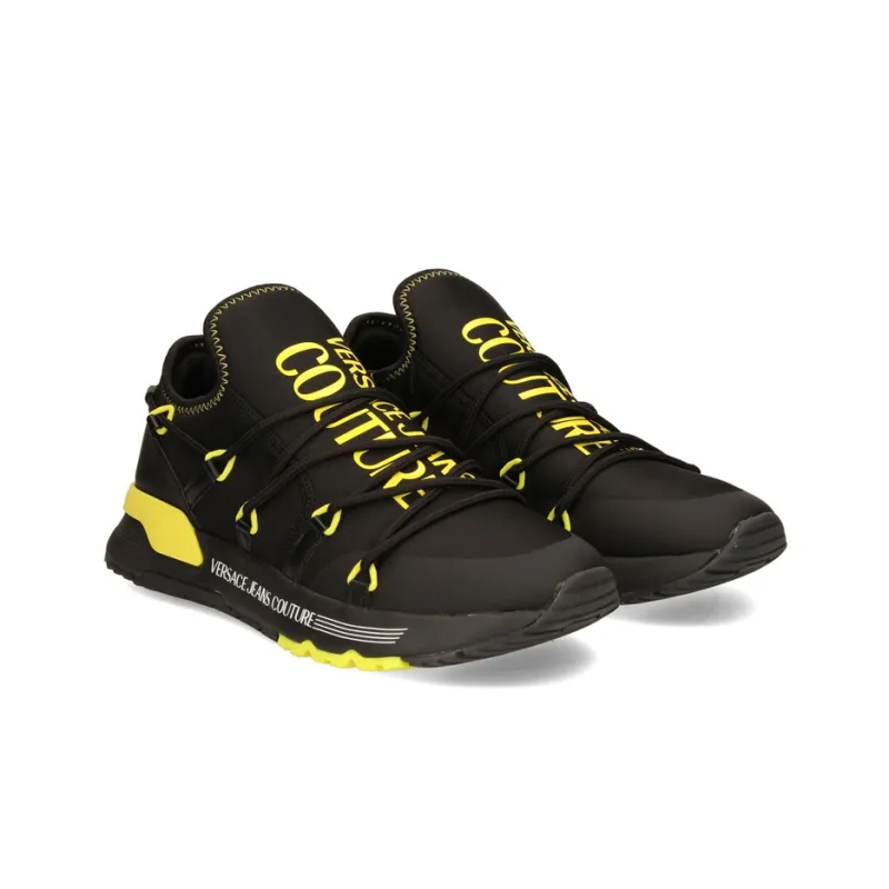 VERSACE JEANS Low Top Sports Casual Shoes Men's Black Yellow-2