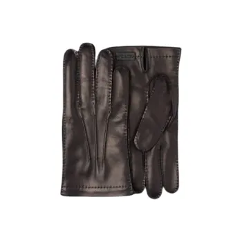 PRADA Cow Leather Cashmere Gloves Men's Black