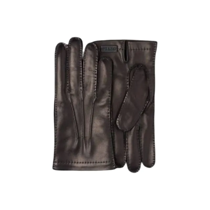 PRADA Cow Leather Cashmere Gloves Men's Black-0