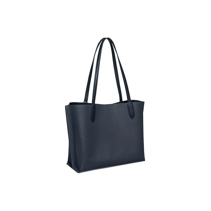 COACH Willow Pebbled Leather Tote Bag Shopping Bag Handbag Shoulder Bag Large Size Women's Denim Blue-1