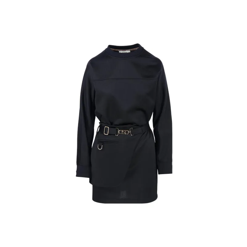 FENDI Long-Sleeved Dresses Women's Black-3