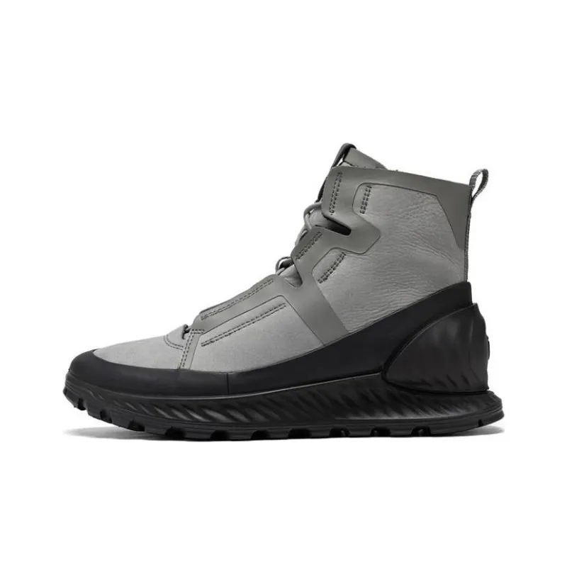 Ecco Casual Shoes Men High Top Black Gray Color-0