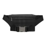 Burberry Plaid Patchwork Leather Fanny Pack Men's Black