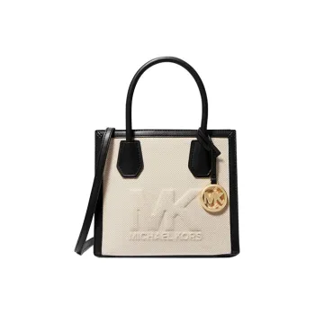 MICHAEL KORS Mercer Cotton Canvas Handbag, Shoulder Bag, Crossbody Bag Medium Size Women's White