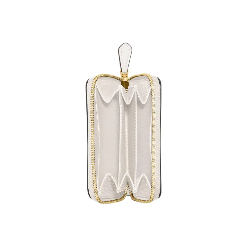 COACH Zip Around Cross-Stitch Leather Card Holder Mini Women's White-2