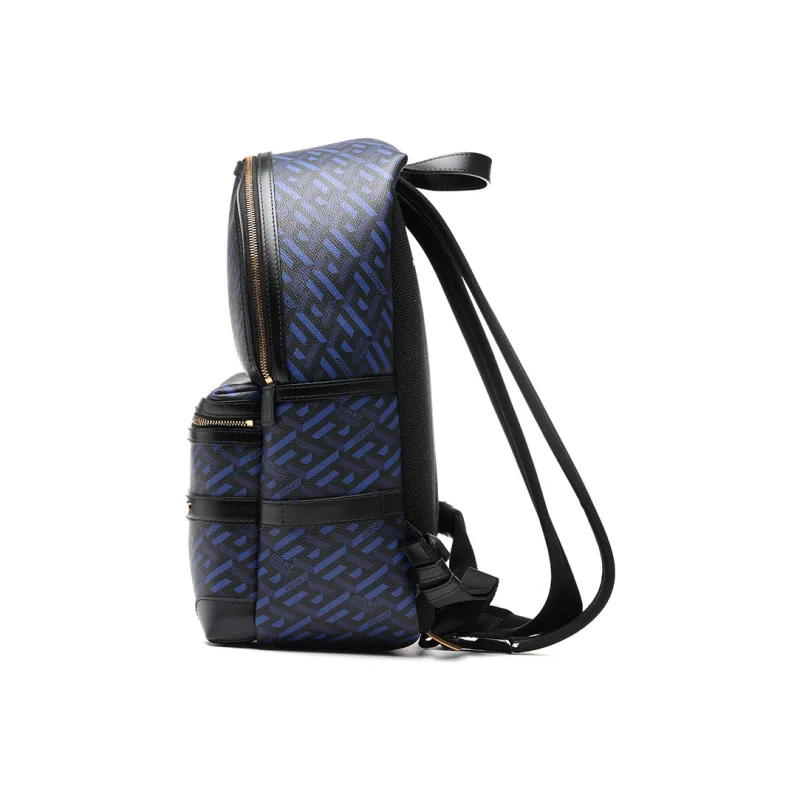 VERSACE Multicolor Coated Canvas Backpack Tubas Men's Blue & Black-2