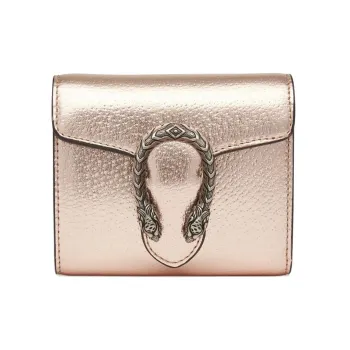 GUCCI Dionysus Calfskin Card Holder Wallet Women's Champagne
