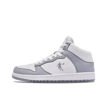 QIAODAN Full Coverage Warm Slip Resistant Water Resistant Cushioning High Top Skateboard Shoes Men's White Gray