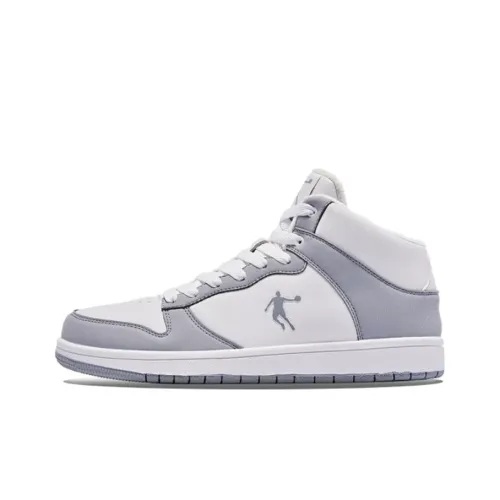 QIAODAN Skateboard Shoes Men High-Top Jordan White/Pure Gray