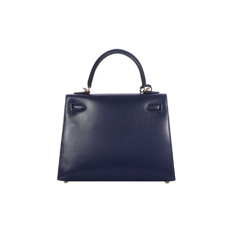 HERMES Kelly Box Calfskin Kelly Bag Handbag Shoulder Bag Women's Sapphire Blue-4