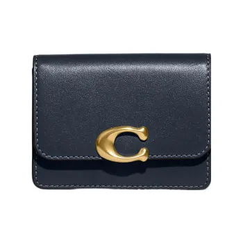 COACH Bandit Calfskin Card Holder Mini Women's Denim Blue