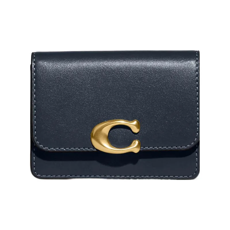 COACH Bandit Calfskin Card Holder Mini Women's Denim Blue-0