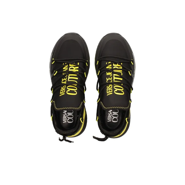 VERSACE JEANS Low Top Sports Casual Shoes Men's Black Yellow-4