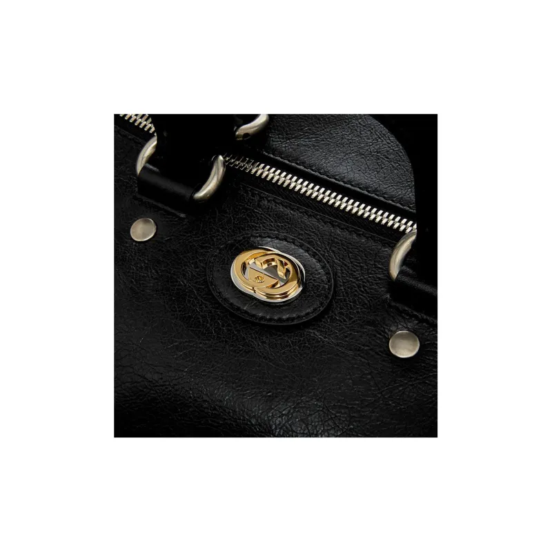 GUCCI Soft Leather Backpack One Shoulder Handbag Regular Unisex Black-4